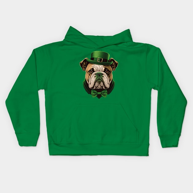 Bulldog St. Patrick's Day Kids Hoodie by JayD World